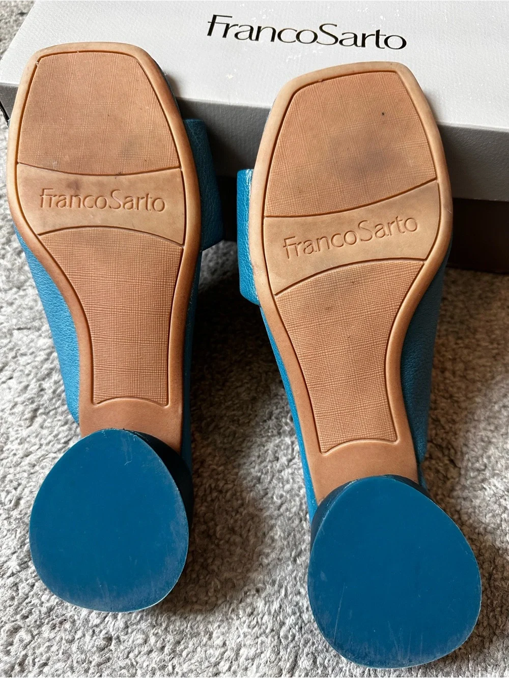 Franco Sarto Teal Leather Slide Mules